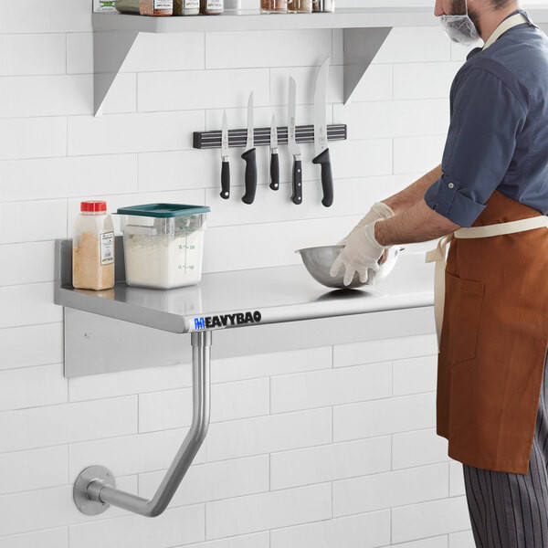 Heavybao Commercial Stainless Steel Wall Mounted Table Restaurant Prep Table Wall Mounted Kitchen Table Wholesale Distribution