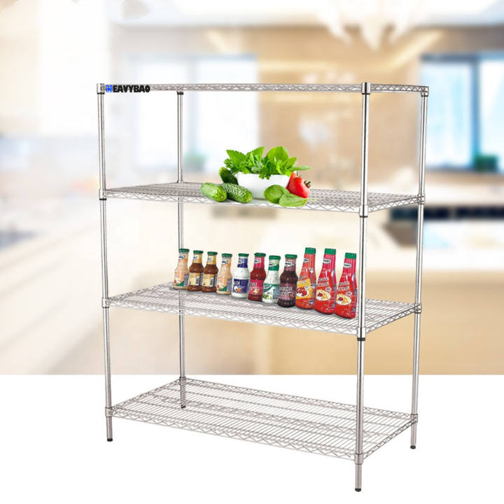 Heavybao Commercial Stainless Steel Wire Storage Shelf Rack For Hotel Restaurant Home Supermarket Used Food Rack Shelf Customized Manufacturing