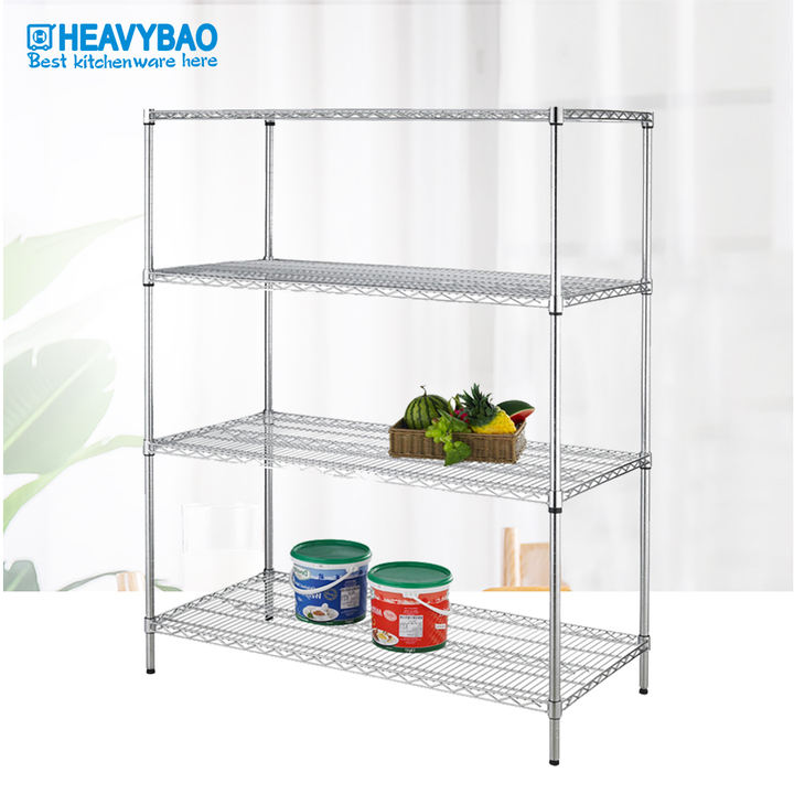 Heavybao Commercial Stainless Steel Wire Storage Shelf Rack For Hotel Restaurant Home Supermarket Used Food Rack Shelf Customized Manufacturing