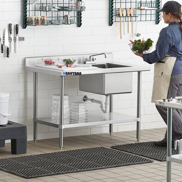 Heavybao Commercial Stainless Steel Work Table With Sink Professional Restaurant Dishwasher Sink with Table Export-Oriented Factory Custom Solutions