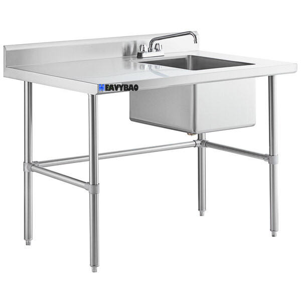 Heavybao Commercial Stainless Steel Work Table with Sink Kitchen Catering Bench Stainless Steel Table ODM Manufacturing