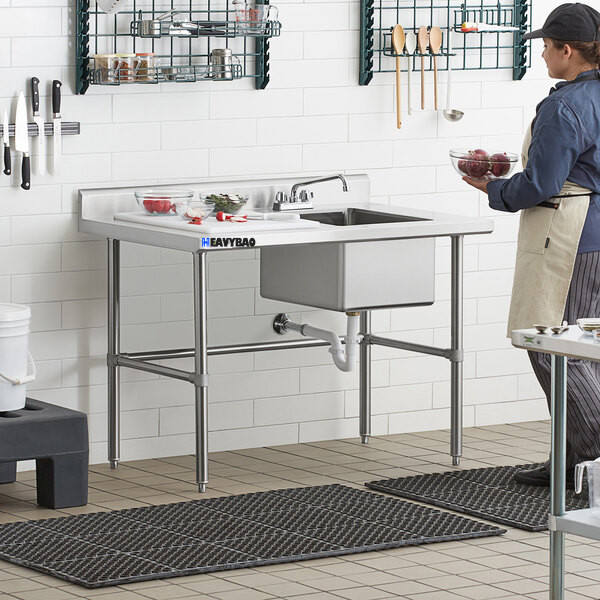 Heavybao Commercial Stainless Steel Work Table with Sink Kitchen Catering Bench Stainless Steel Table ODM Manufacturing