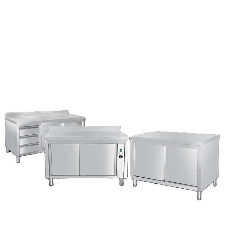 Heavybao Commercial Table Encolsed Base Stainless Steel Worktable With Locker For Kitchen Cooker Use Manufacturing Services Chain