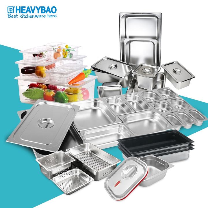 Heavybao Commercial Tool Hotel Kitchen Non Stick Large Cooking Multi-roasting GN Pan Cookware Set Industrial Exporter Factory