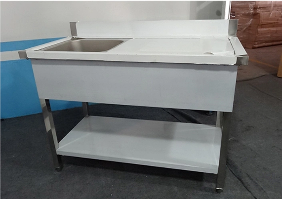 Heavybao Commercial Used Stainless Steel Kitchen Sinks Bench Worktable Stainless Steel Double Bowl Sink Bench for Sale Wholesale Distribution Center B2B