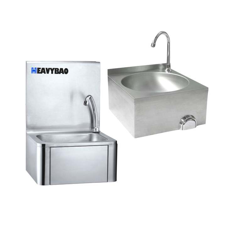 Heavybao Commercial hand free knee operated removable Wash basin Kitchen Sink stainless steel