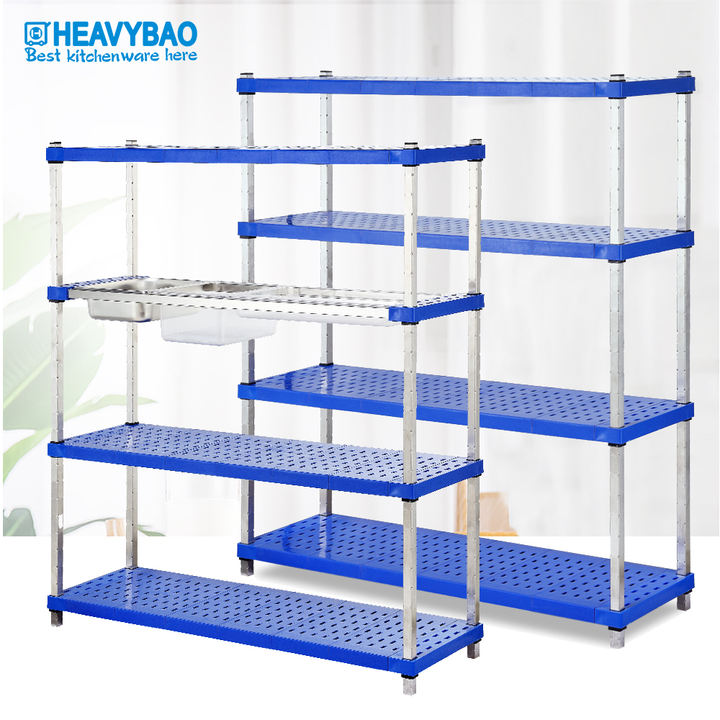 Heavybao Commerical GN Pan Storage Rack  Adjustable Shelf With Stainless Steel Tube Used Food Restaurant Kitchen Rack Shelf Factory-Owned Wholesale