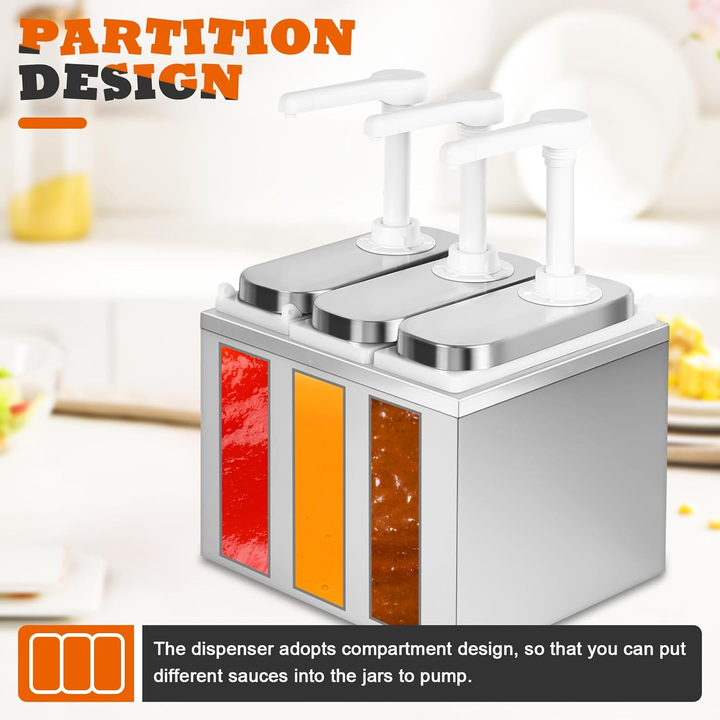 Heavybao Condiment Pump Station Stainless Steel Sauce Dispenser Pump Condiment Pump Dispenser China Factory Supply Trade