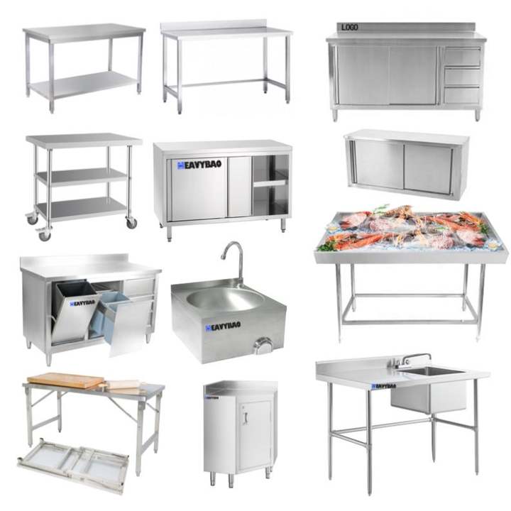 Heavybao Custom Stainless Steel Corrosion Resistant Foldable Work Table Industrial Portable Kitchen Folding Work Table Export-Oriented Factory