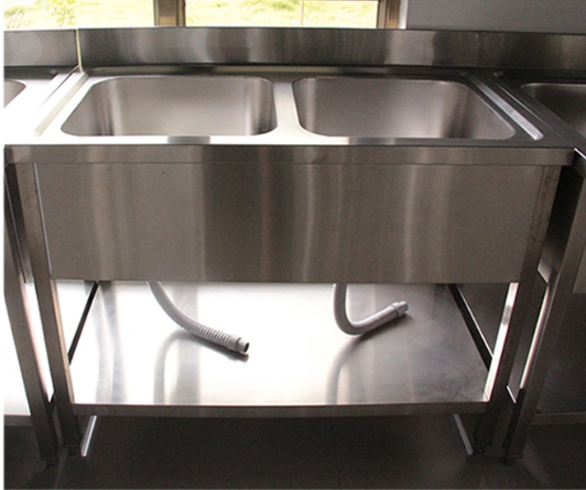 Heavybao Double Bowls Industrial restaurant commercial stainless steel kitchen Sink  With Back Splash