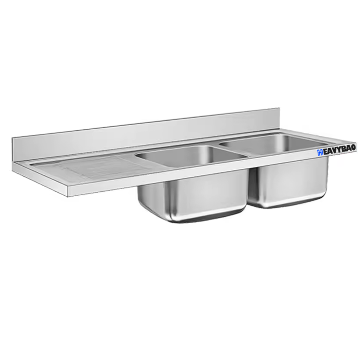 Heavybao Dubai Metal Single Sink Top Industrial Stainless Steel Good Polished Single Bowl Vegetable Fruit Washing Sink Counter