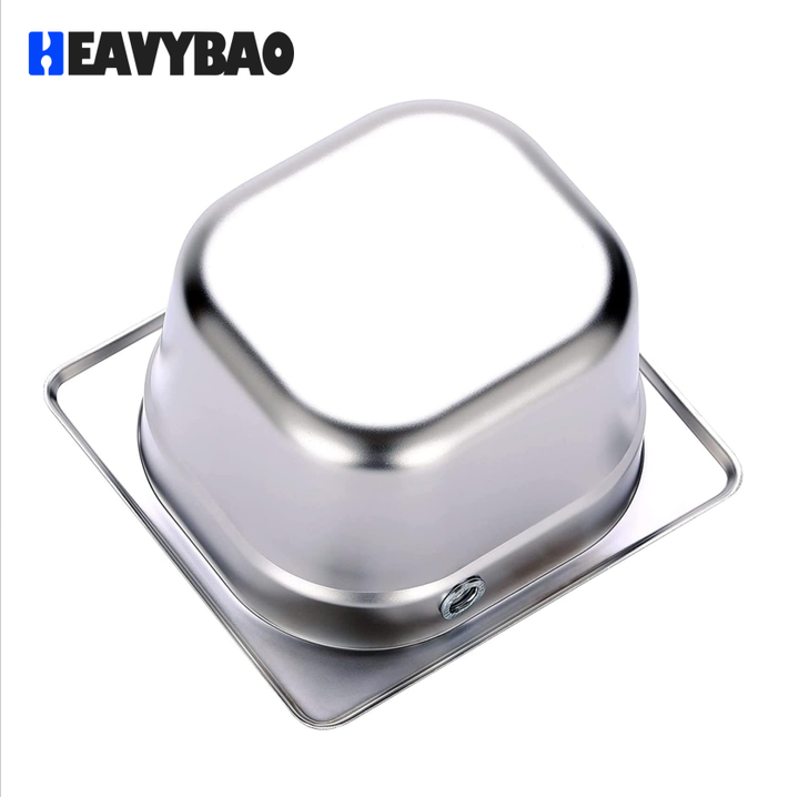 Heavybao Durable Wood Edge New Style Stainless Steel Coffee Residue Slag Pot Knock Box 1/6 GN Pan