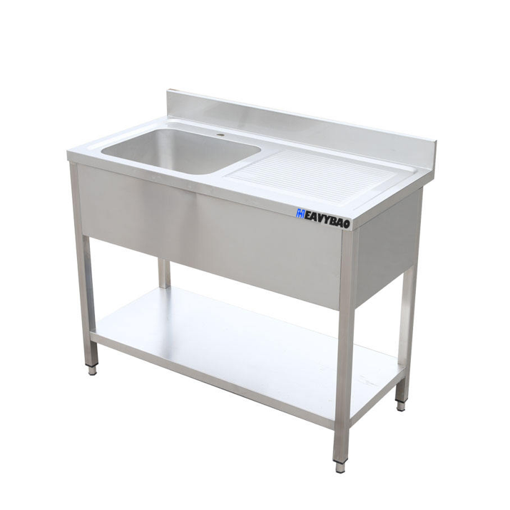 Heavybao Factory Outlet Kitchen Equipment Commercial Work Table Stainless Steel Fish Cleaning Table With Sink