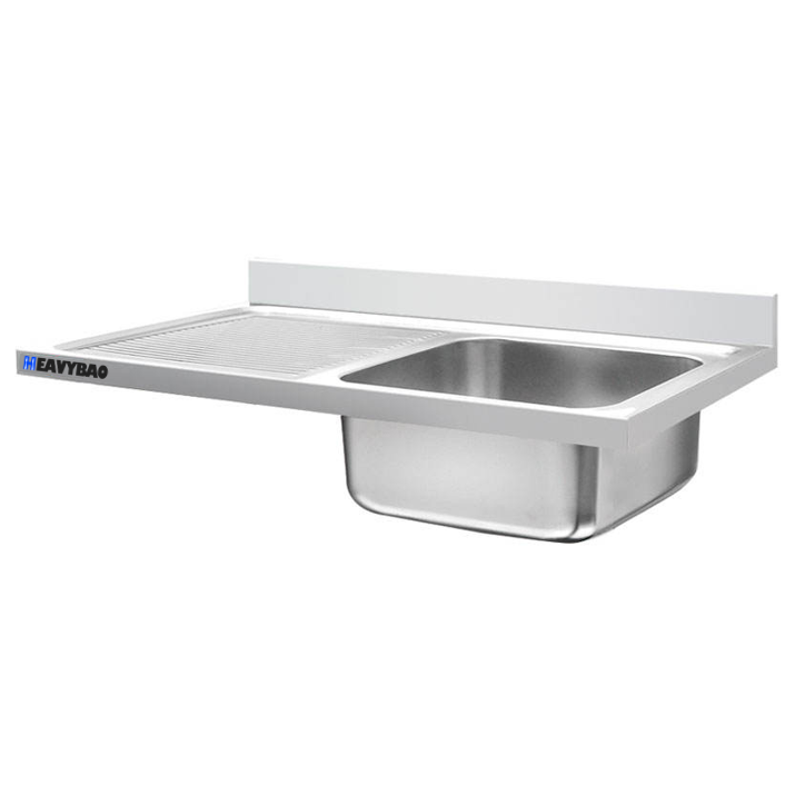 Heavybao Factory Price Assembly Commercial Stainless Steel Single Sink With Drainboard Table Counter Top Single Sink Manufacture Supplier Wholesale Production