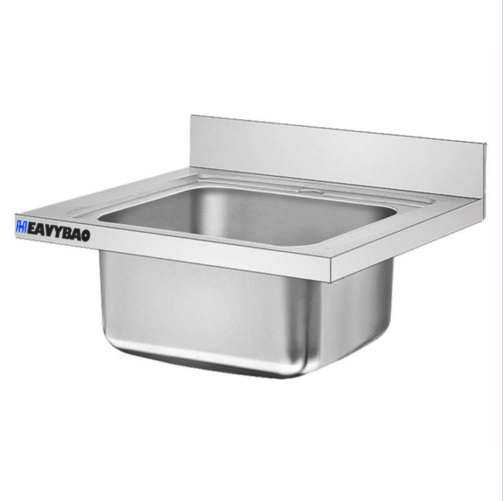 Heavybao Factory Price Assembly Commercial Stainless Steel Single Sink With Drainboard Table Counter Top Single Sink Manufacture Supplier Wholesale Production