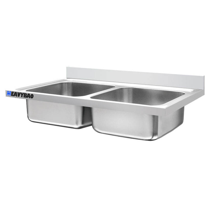 Heavybao Factory Price Assembly Commercial Stainless Steel Single Sink With Drainboard Table Counter Top Single Sink Manufacture Supplier Wholesale Production