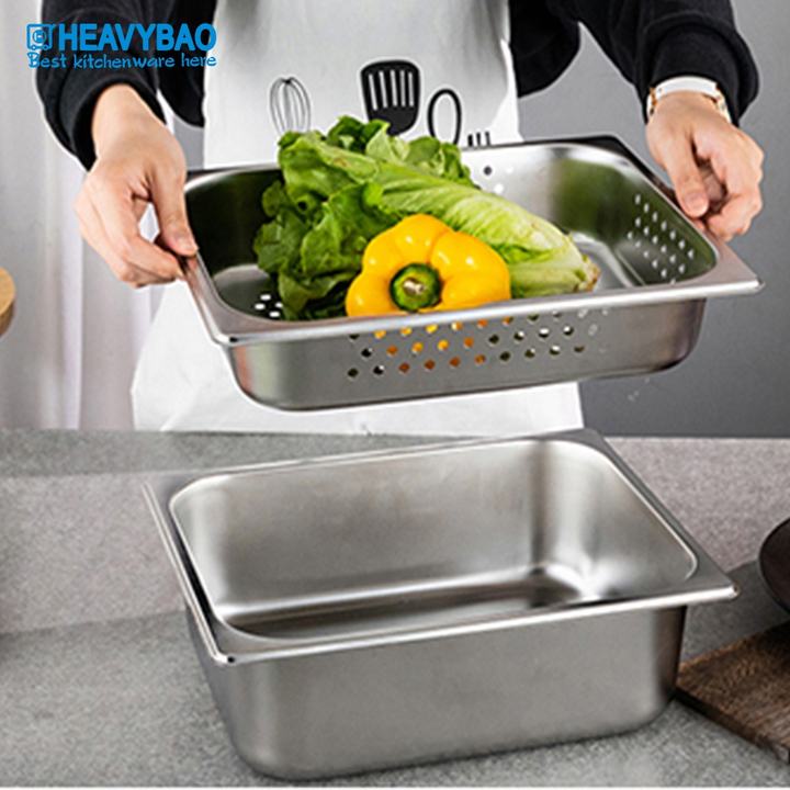 Heavybao Full Size 1/1 High Quality Stainless Steel Standard Perforated GN Pan For Kitchen Tool