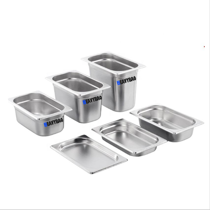 Heavybao Full-Size Stainless Steel Commercial Steamer Pan Hotel Restaurant Catering Storage Food Trays Quality Metal Kitchenware Trade Factory Direct