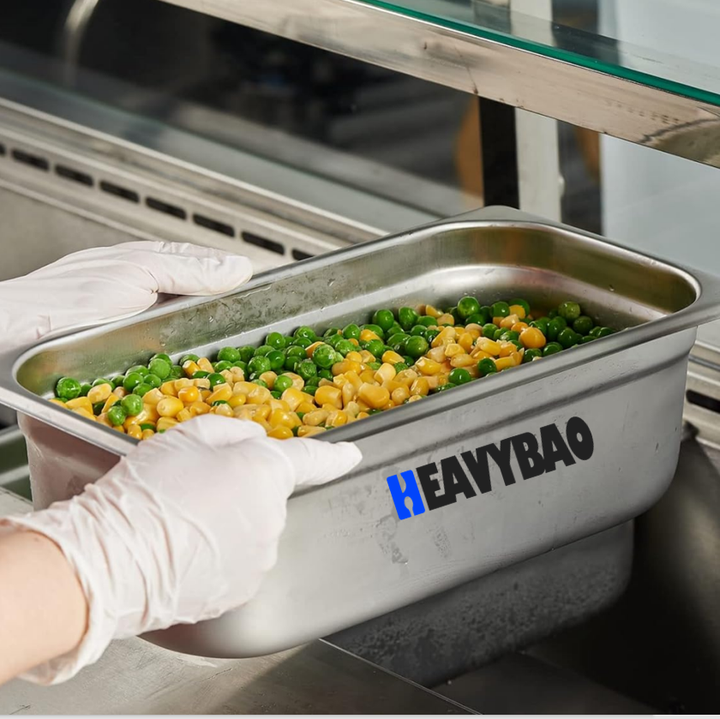 Heavybao Full-Size Stainless Steel Commercial Steamer Pan Hotel Restaurant Catering Storage Food Trays Quality Metal Kitchenware Trade Factory Direct