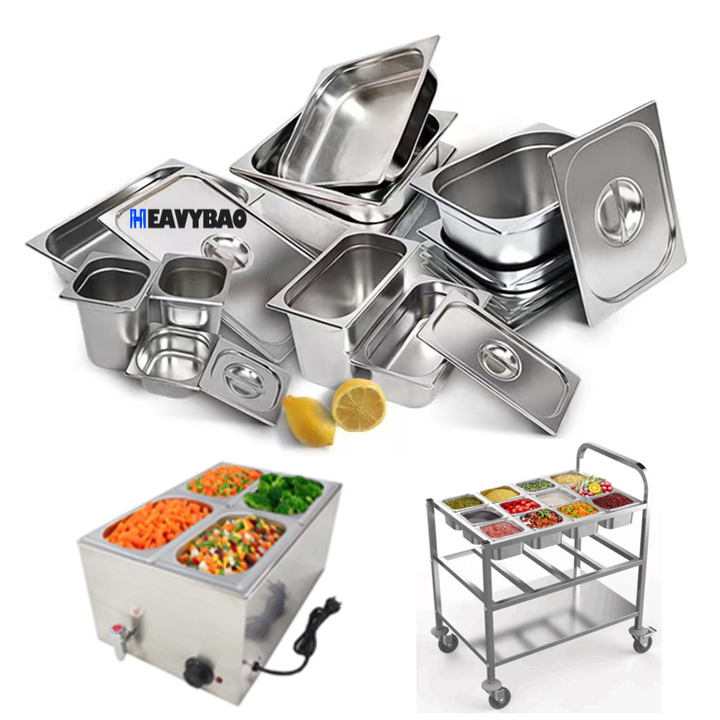 Heavybao High Quality Multi Sizes Gastronorm Gn Pan Stainless Steel Food Container For Restaurant Hotel Kitchen Equipment Wholesale Factory Customization
