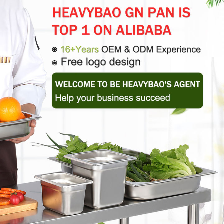 Heavybao High Quality Multi Sizes Gastronorm Gn Pan Stainless Steel Food Container For Restaurant Hotel Kitchen Equipment Wholesale Factory Customization