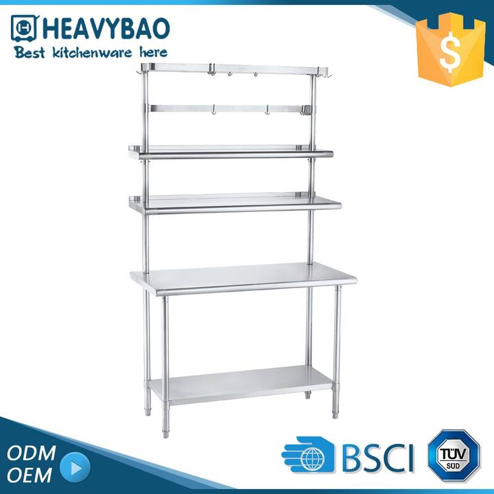 Heavybao Hight Quality Kitchen Equipment Stainless Steel Worktable With Backsplash Mass Wholesale