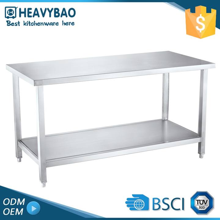 Heavybao Hight Quality Kitchen Equipment Stainless Steel Worktable With Backsplash Mass Wholesale