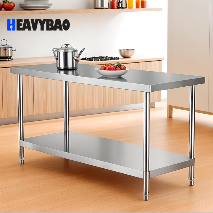 Heavybao Hot Quality Knocked-down Kitchen Commercial High Top Inox Table Heavy Duty Work Table For Kitchen