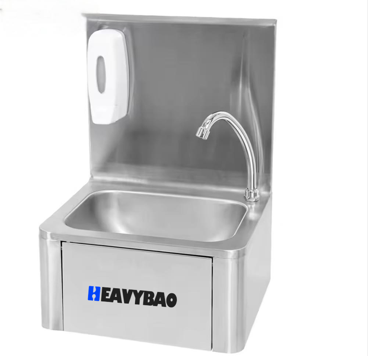 Heavybao Hotel Commercial Wash Sink Hospital Hand Washing Basin Knee Operated Sink Stainless Steel Industrial Utility