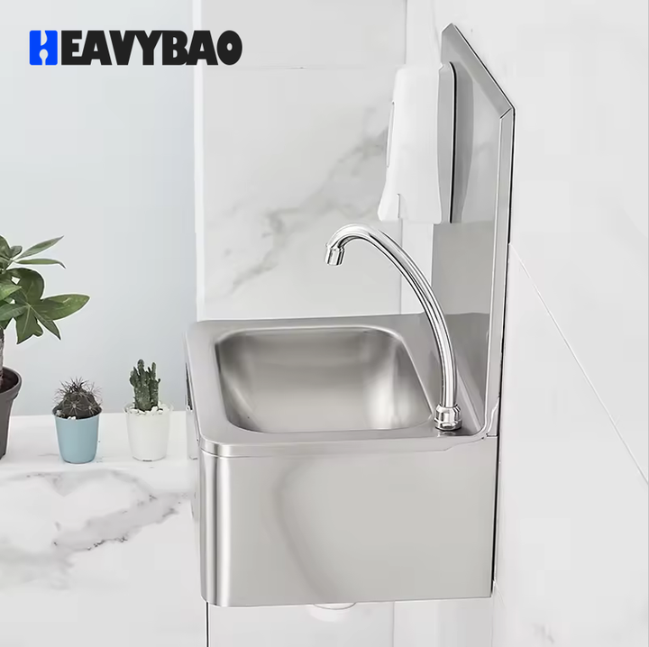 Heavybao Hotel Commercial Wash Sink Hospital Hand Washing Basin Knee Operated Sink Stainless Steel Industrial Utility