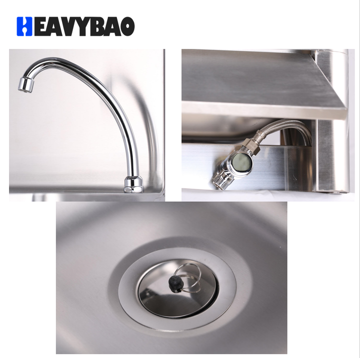 Heavybao Hotel Commercial Wash Sink Hospital Hand Washing Basin Knee Operated Sink Stainless Steel Industrial Utility