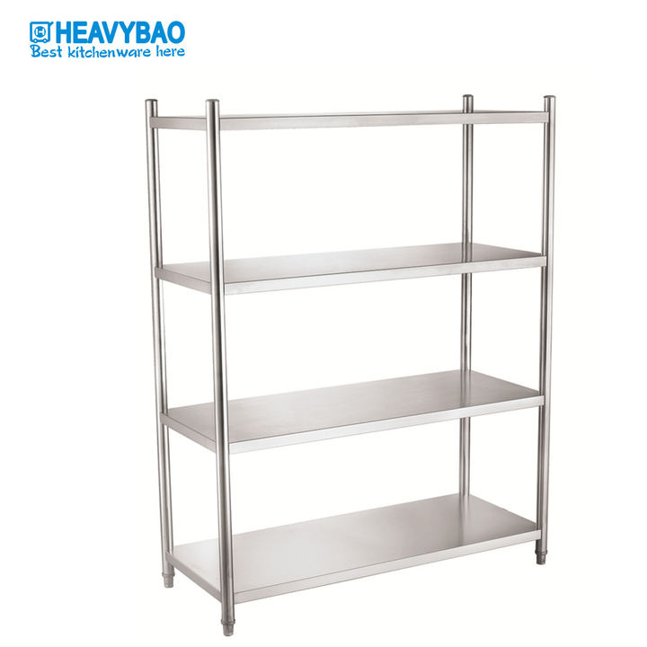 Heavybao Hotel Kitchen Stainless Steel Square Ladder Type Storage Rack Heavy Duty Work Bench Used Food Rack Shelf