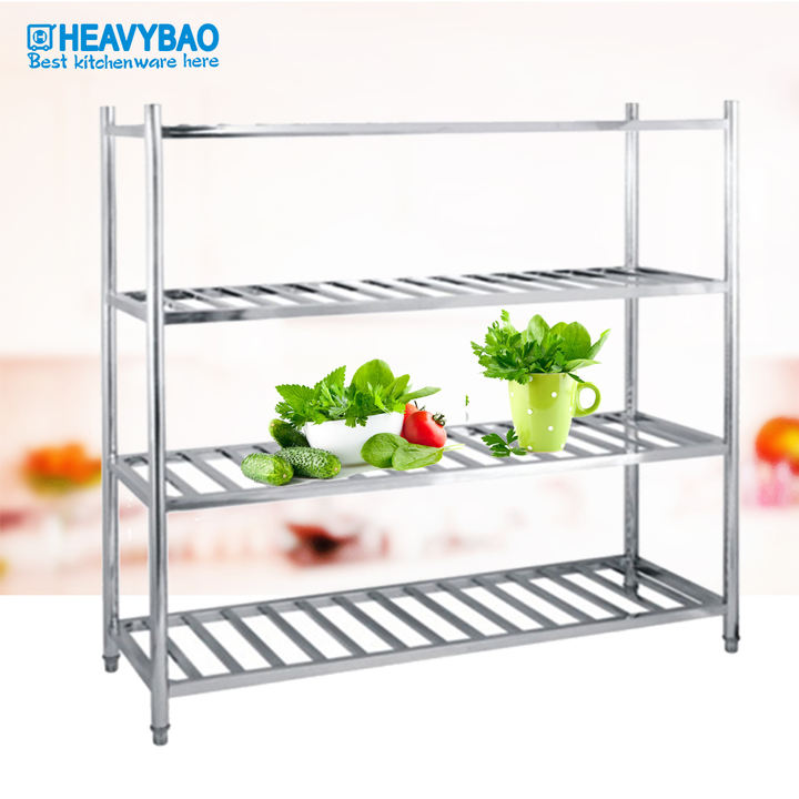 Heavybao Hotel Kitchen Stainless Steel Square Ladder Type Storage Rack Heavy Duty Work Bench Used Food Rack Shelf