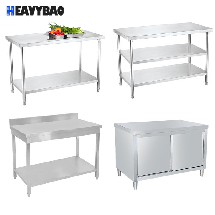 Heavybao Hotel Kitchen Working Table With Under Shelf Food Preparation Table Bakery Counter for Restaurant Equipment