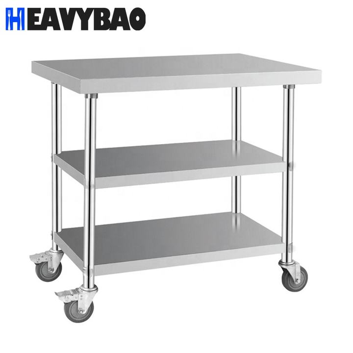 Heavybao Hotel Kitchen Working Table With Under Shelf Food Preparation Table Bakery Counter for Restaurant Equipment