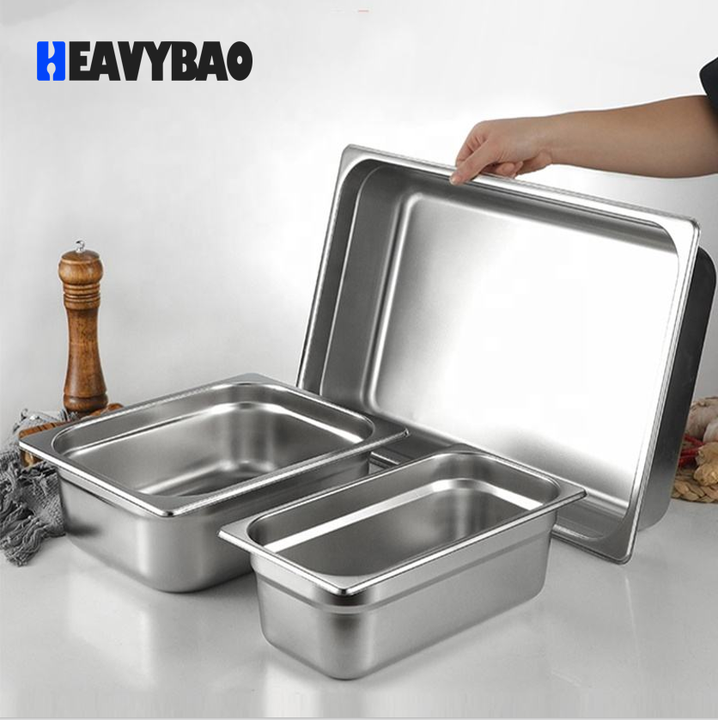 Heavybao Hotel Stainless Steel Food Tray Free Service Transport Containers Gastronorm Pan Gn For Buffet