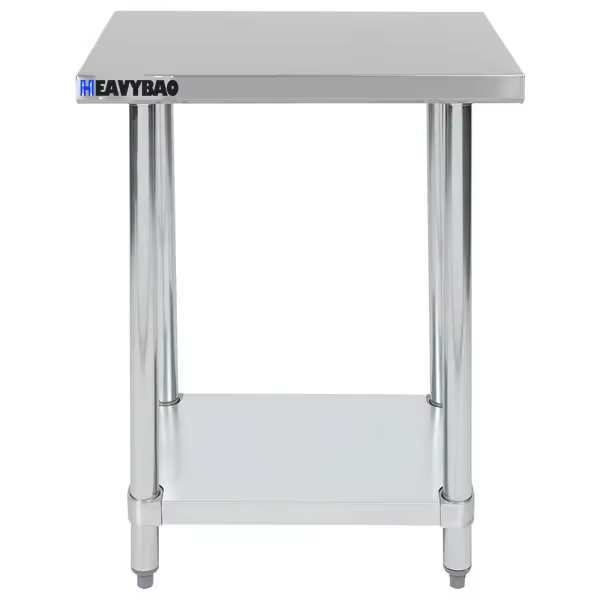 Heavybao Industrial  Stainless Steel Commercial Restaurant Kitchen Working Table With Galvanized Legs