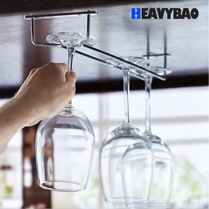 Heavybao Inverted Holder for Wine Stemware Glass Bottle Goblet Quality Cup Rack for Household Bars Restaurants Hotels Production Facility