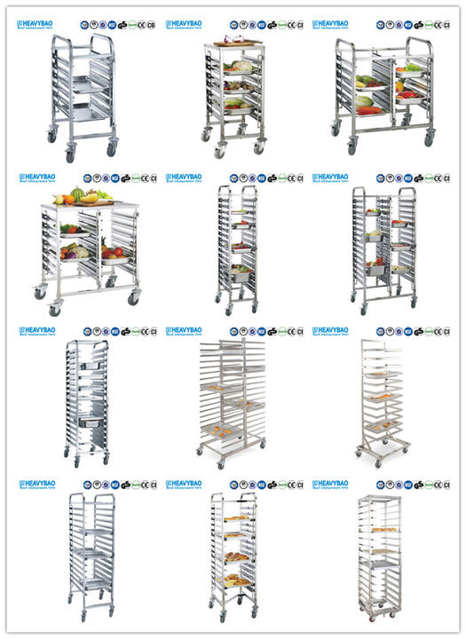 Heavybao Kitchen Equipment OEM Stainless Steel Bread pan Cooler Bakery Tray Rack Trolley food 40*60 baking oven trays Trolley Affordable Factory Pricing