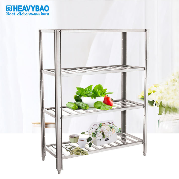Heavybao Kitchen Furniture Stainless Steel Racks Microwave Oven Racks Kitchen Supplies Storage Shelves Custom Manufacturing