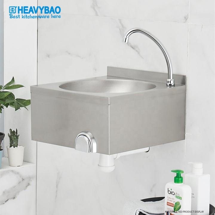 Heavybao Kitchen Stainless Steel Knee Operated Round Sink Wash Basin