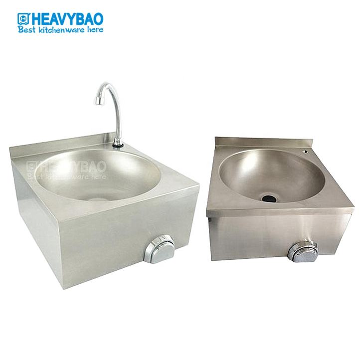 Heavybao Kitchen Stainless Steel Knee Operated Round Sink Wash Basin