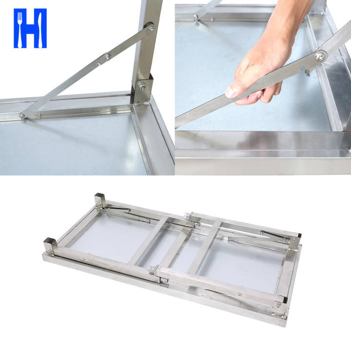 Heavybao Knocked-down Lab Kitchen Worktable Stainless Steel Square Tube Folding Work Table Wholesale Bulk Supply
