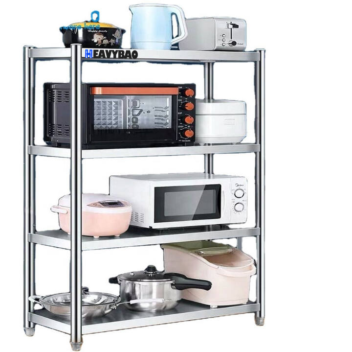 Heavybao Metal Frame System Shelf Restaurant Kitchen Storage Rack For Home Appliances Collection Used Food Rack Shelf