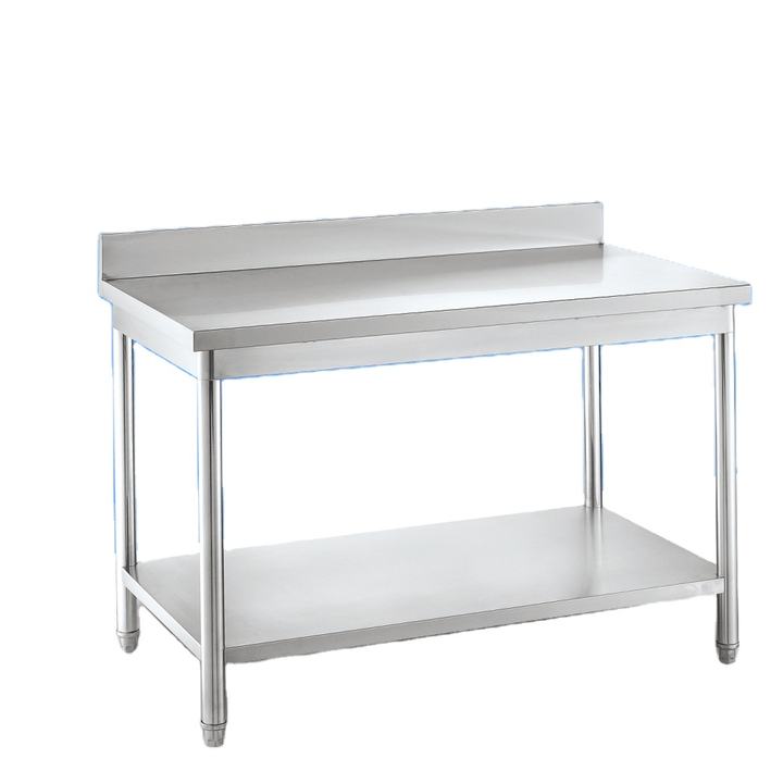 Heavybao Restaurant Knocked-down Lab Kitchen Worktable Stainless Steel Round Tube Work Table With Backsplash Manufacturing Firm