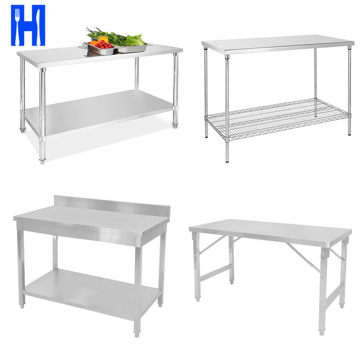 Heavybao Restaurant Knocked-down Lab Kitchen Worktable Stainless Steel Round Tube Work Table With Backsplash Manufacturing Firm