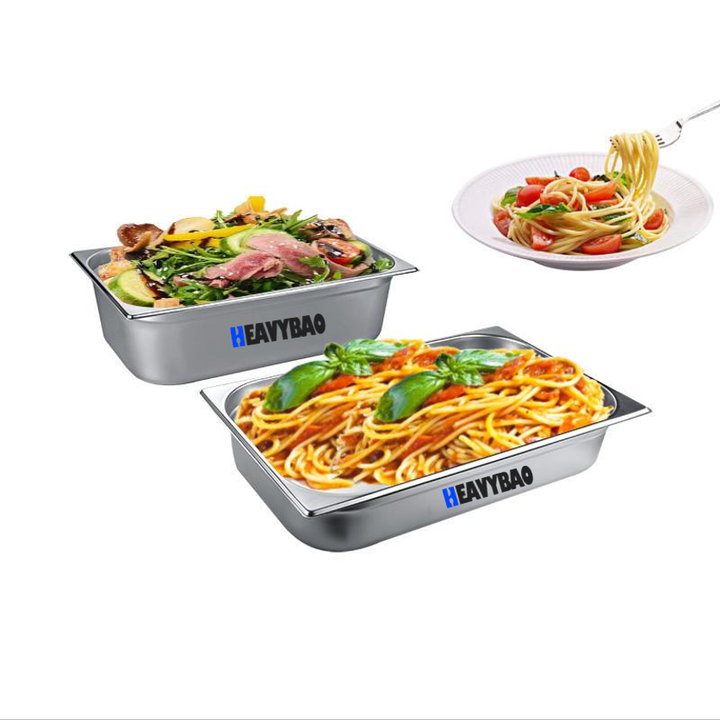 Heavybao Stainless Steel Catering Food Pan Chafing Dishes Dinner Buffet Server Breading Tray for Food Prep Restaurant