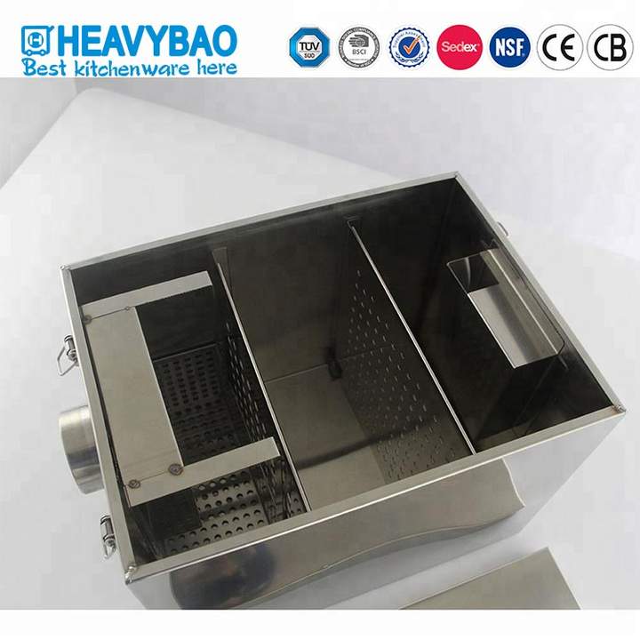 Heavybao Stainless Steel Centrifugal Water Oil Separator Grease Trap Interceptor For Restaurant Kitchen Sink Mass Production B2B