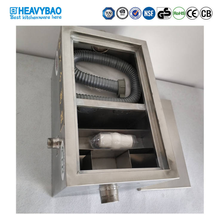 Heavybao Stainless Steel Centrifugal Water Oil Separator Grease Trap Interceptor For Restaurant Kitchen Sink Mass Production B2B