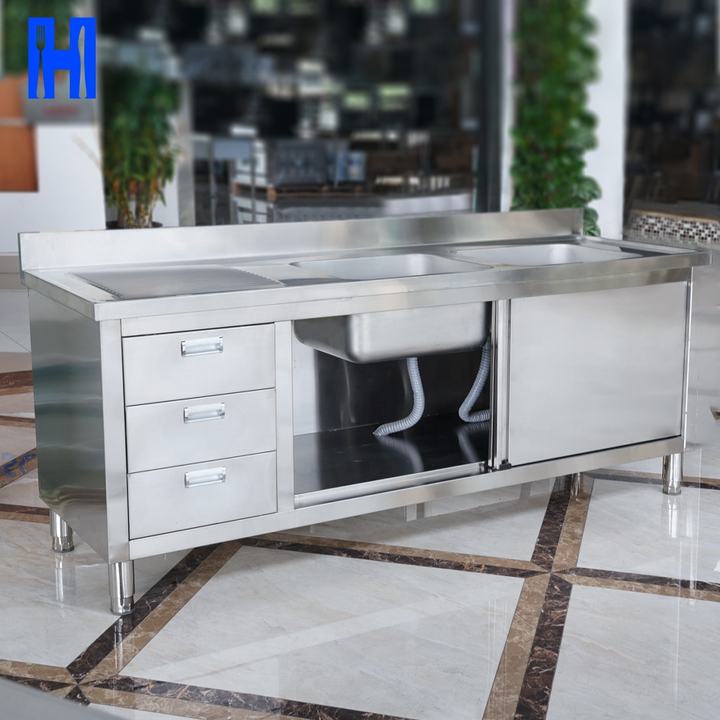 Heavybao Stainless Steel Commercial Kitchen Prep & Work Table w/ Backsplash